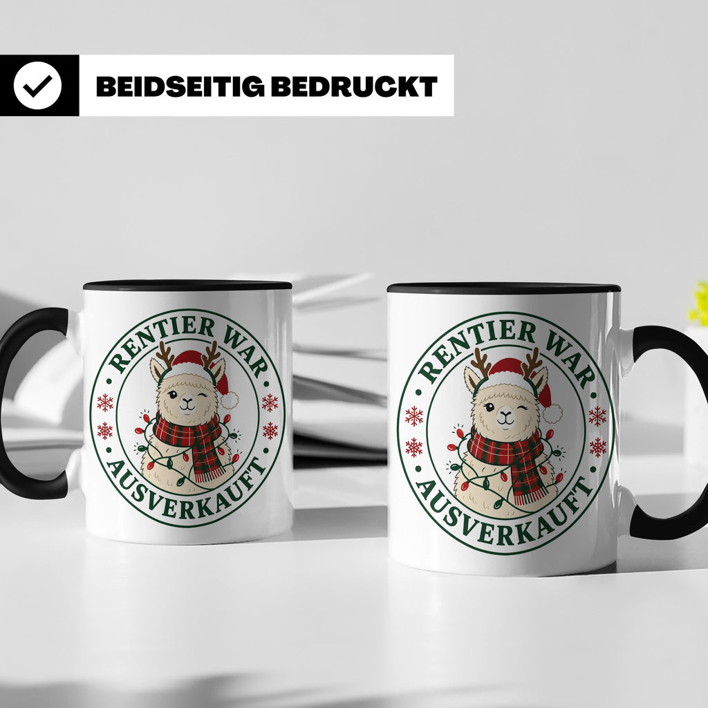 Alpaka Weihnachten Tasse Rentier war ausverkauft - Lustiges  – Schwarz [farbe:schwarz]