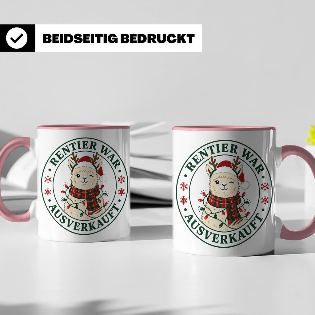 Alpaka Weihnachten Tasse Rentier war ausverkauft - Lustiges  – Rosa [farbe:rosa]