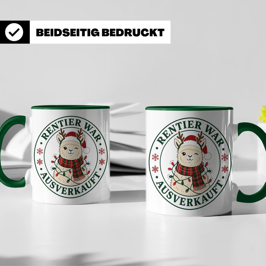 Alpaka Weihnachten Tasse Rentier war ausverkauft - Lustiges  – Grün [farbe:grün]