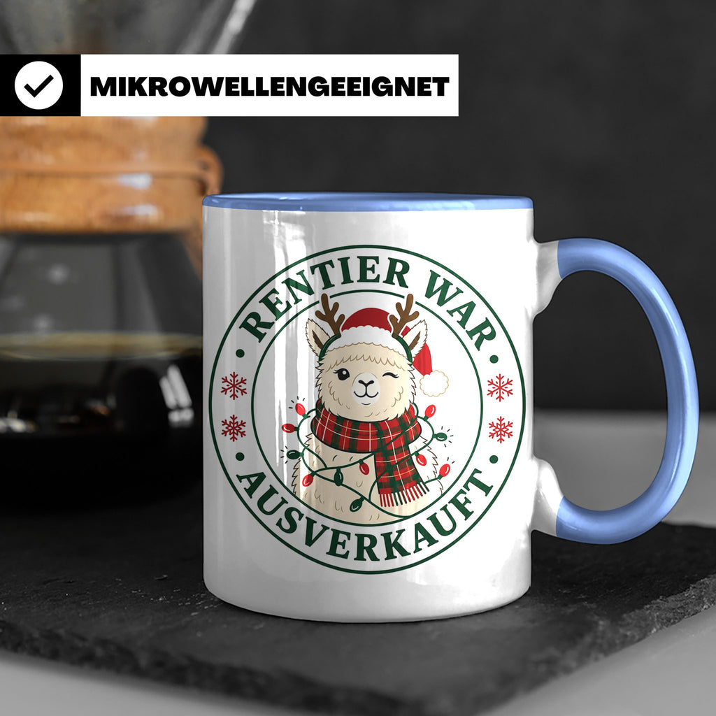 Alpaka Weihnachten Tasse Rentier war ausverkauft - Lustiges  – Blau [farbe:blau]