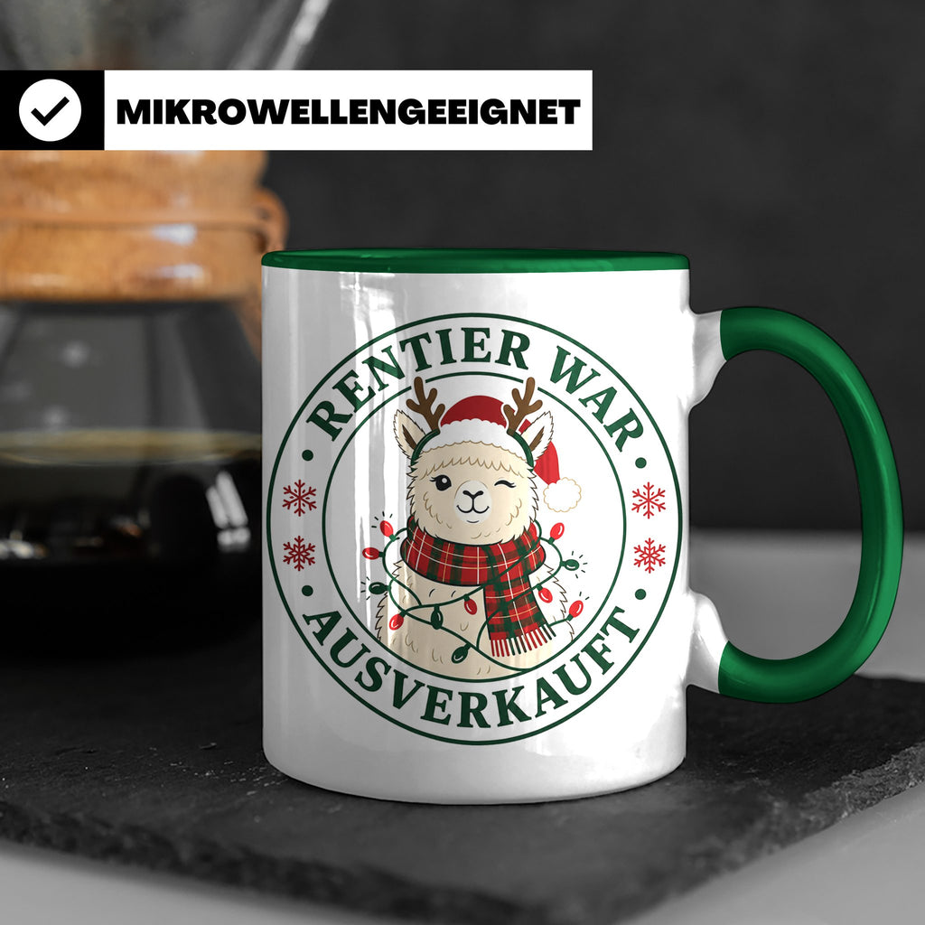 Alpaka Weihnachten Tasse Rentier war ausverkauft - Lustiges  – Grün [farbe:grün]
