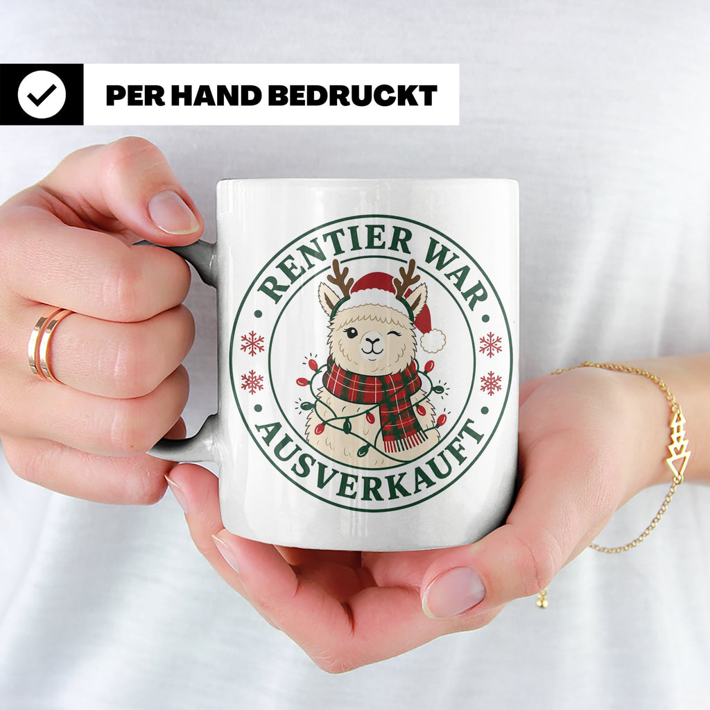 Alpaka Weihnachten Tasse Rentier war ausverkauft - Lustiges  – Weiß [farbe:weiß]