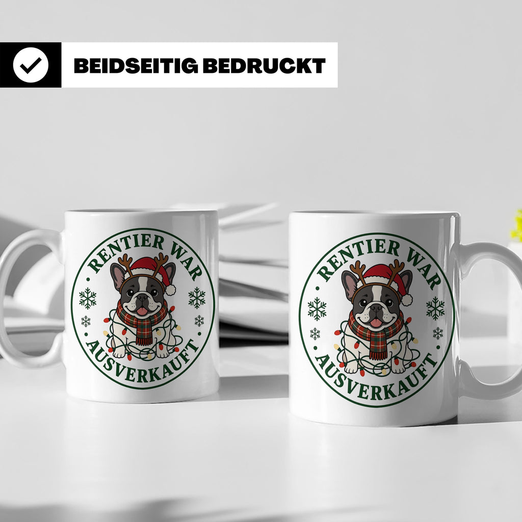 Französische Bulldogge Weihnachten Tasse Rentier war ausverk – Weiß [farbe:weiß]
