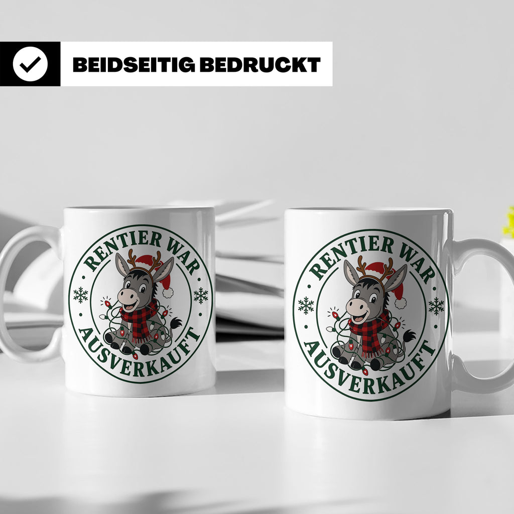 Esel Weihnachten Tasse Rentier war ausverkauft - Lustiges Ge – Weiß [farbe:weiß]