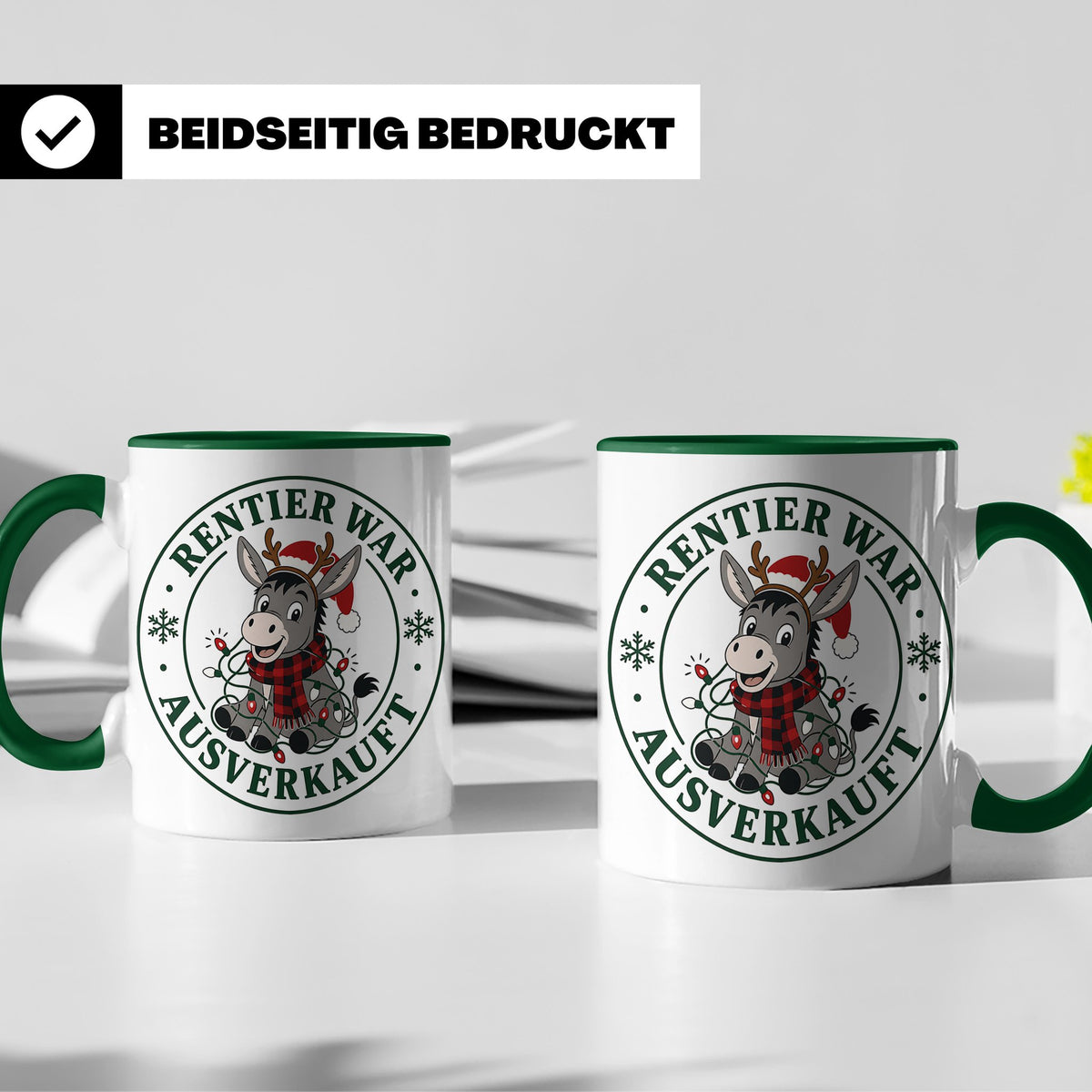 Esel Weihnachten Tasse Rentier war ausverkauft - Lustiges Ge – Grün [farbe:grün]