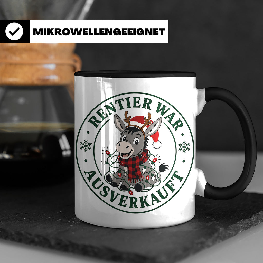 Esel Weihnachten Tasse Rentier war ausverkauft - Lustiges Ge – Schwarz [farbe:schwarz]