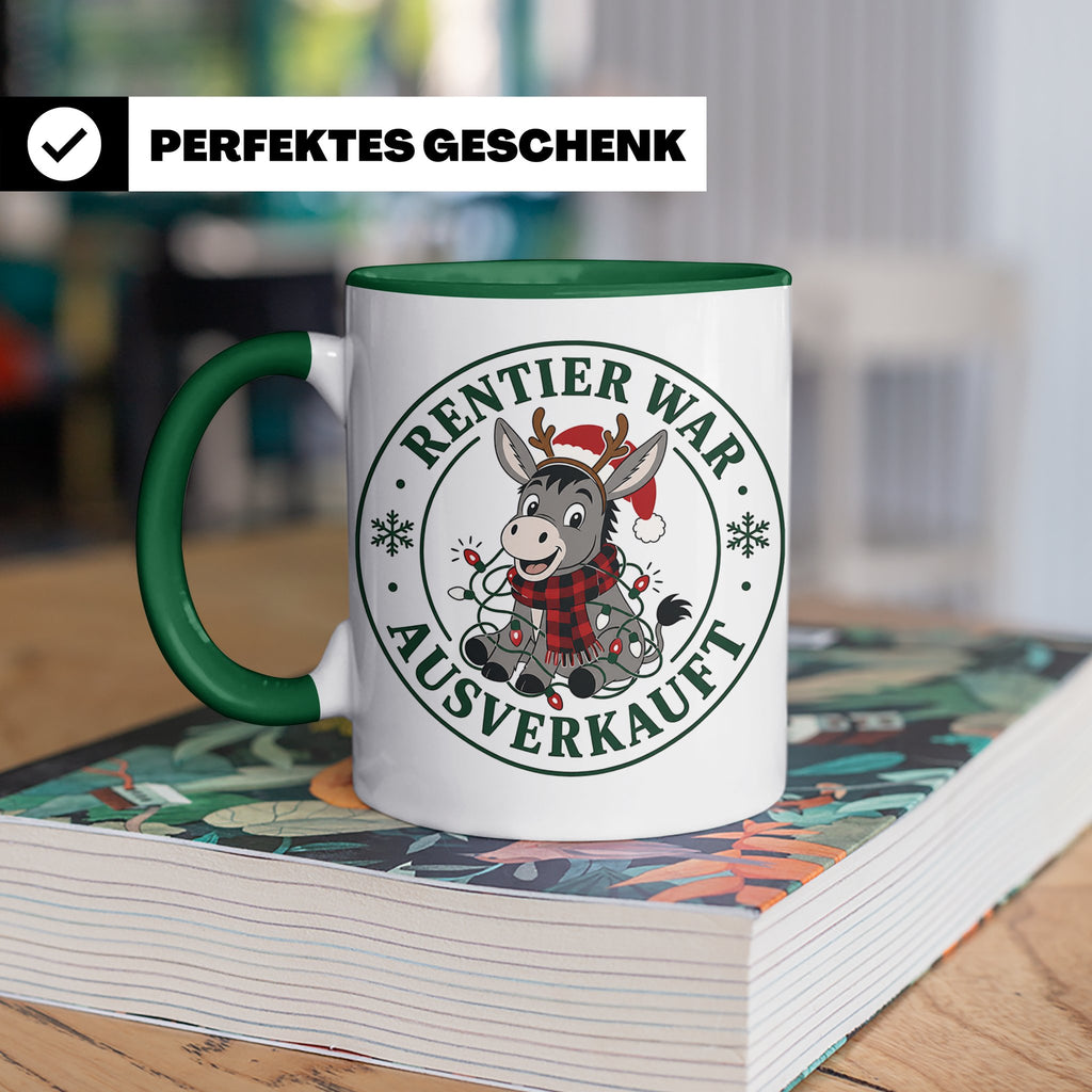 Esel Weihnachten Tasse Rentier war ausverkauft - Lustiges Ge – Grün [farbe:grün]