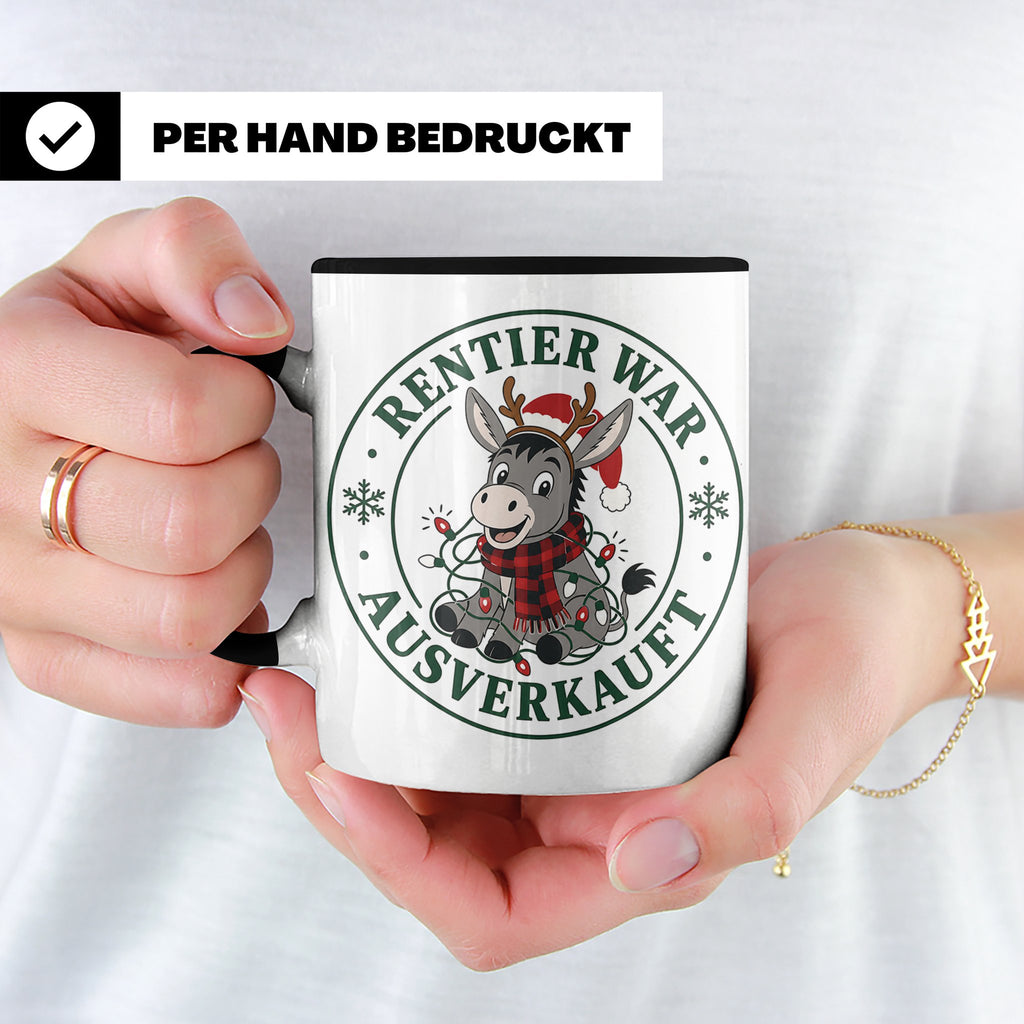 Esel Weihnachten Tasse Rentier war ausverkauft - Lustiges Ge – Schwarz [farbe:schwarz]