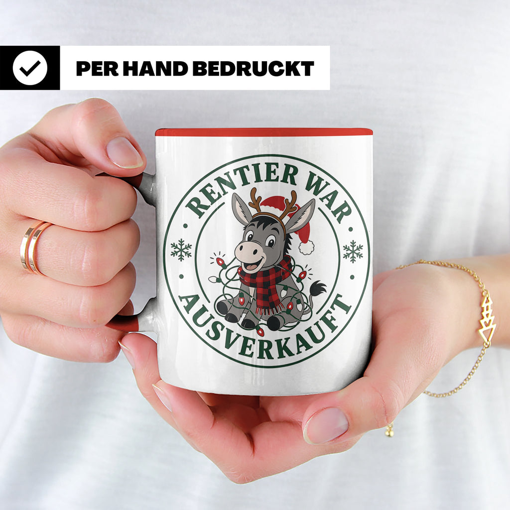 Esel Weihnachten Tasse Rentier war ausverkauft - Lustiges Ge – Rot [farbe:rot]