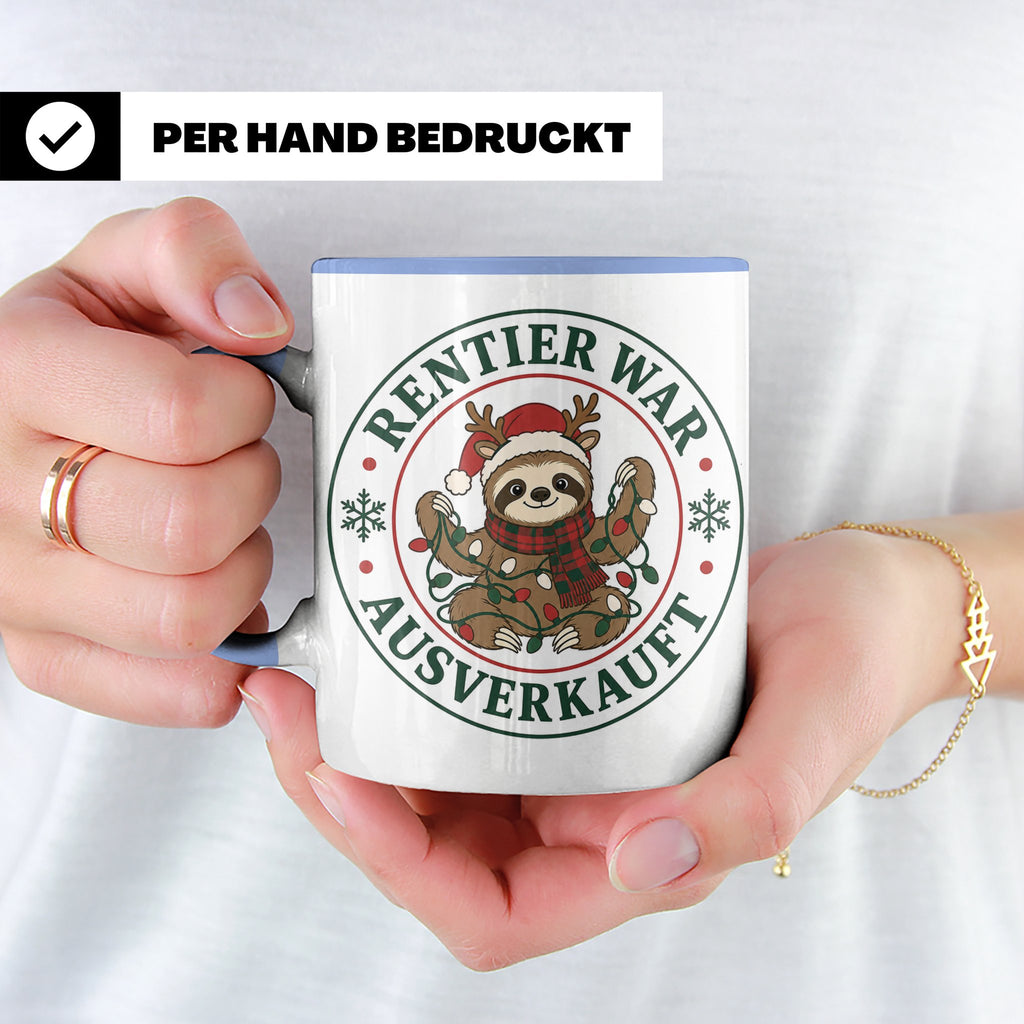 Faultier Weihnachten Tasse Rentier war ausverkauft - Lustige – Blau [farbe:blau]