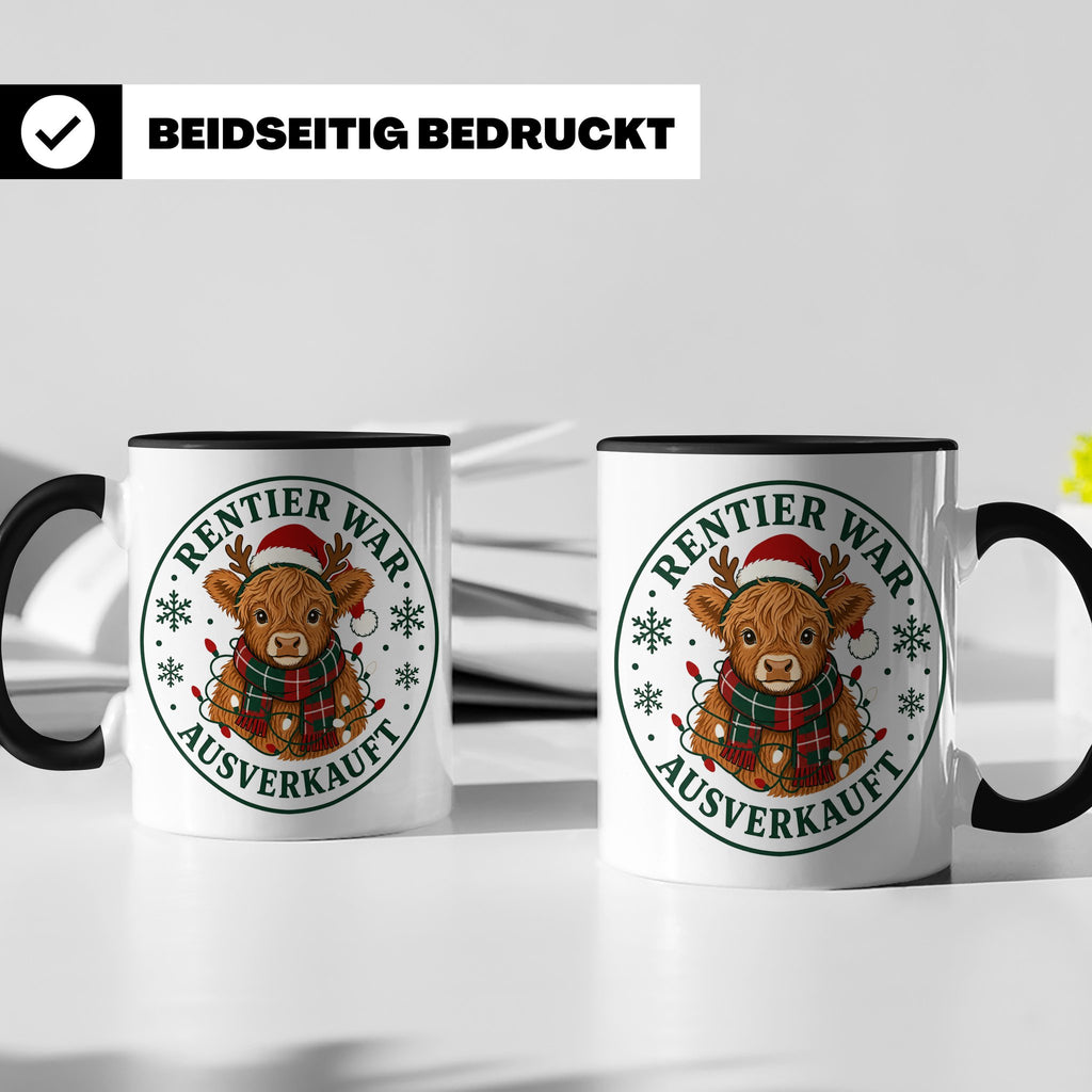 Hochlandrind Weihnachten Tasse Rentier war ausverkauft - Lus – Schwarz [farbe:schwarz]