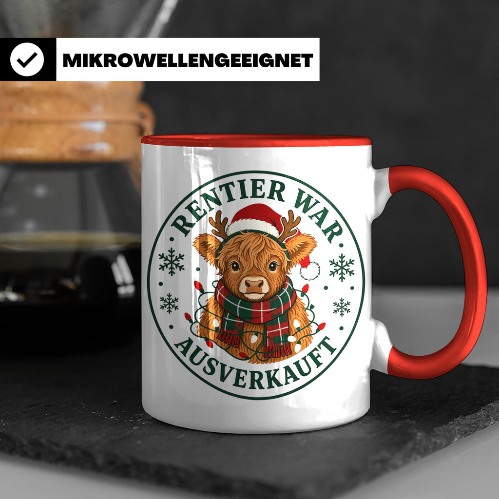 Hochlandrind Weihnachten Tasse Rentier war ausverkauft - Lus – Rot [farbe:rot]