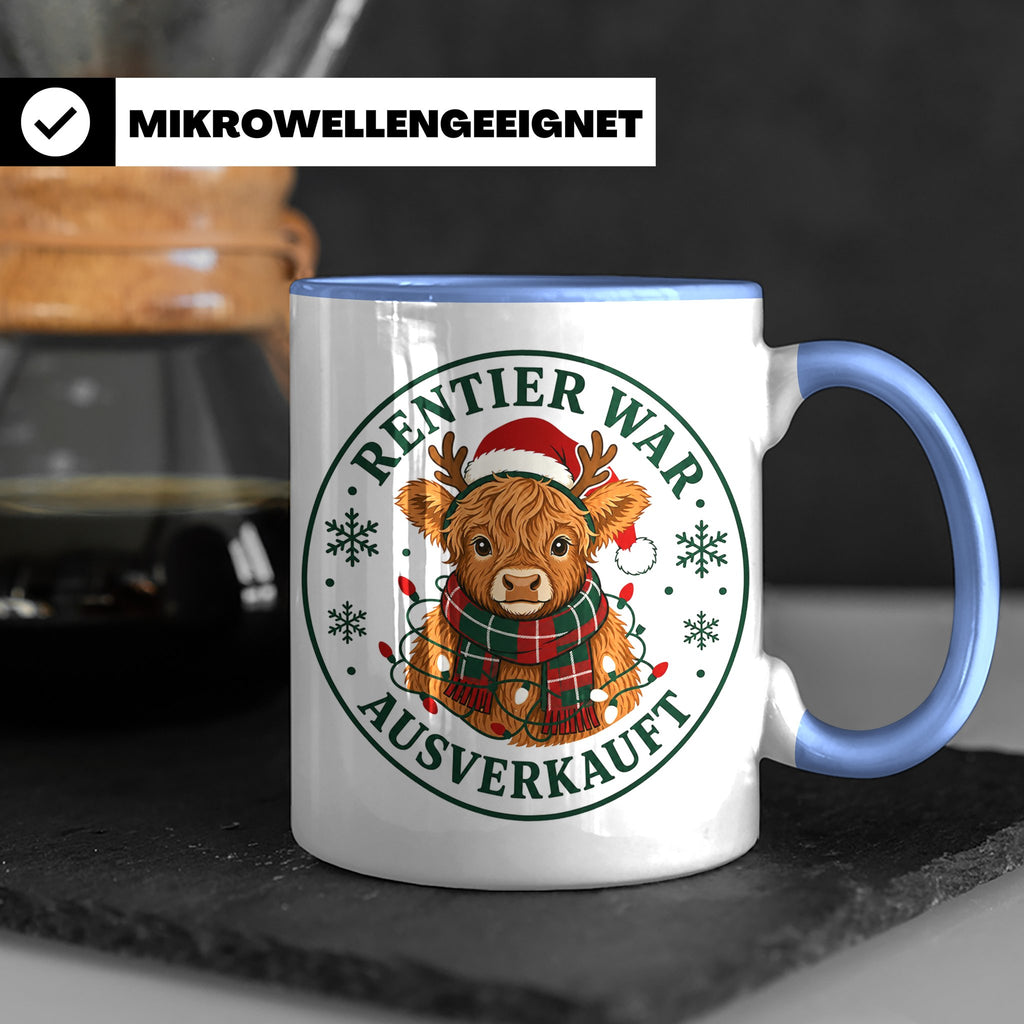 Hochlandrind Weihnachten Tasse Rentier war ausverkauft - Lus – Blau [farbe:blau]