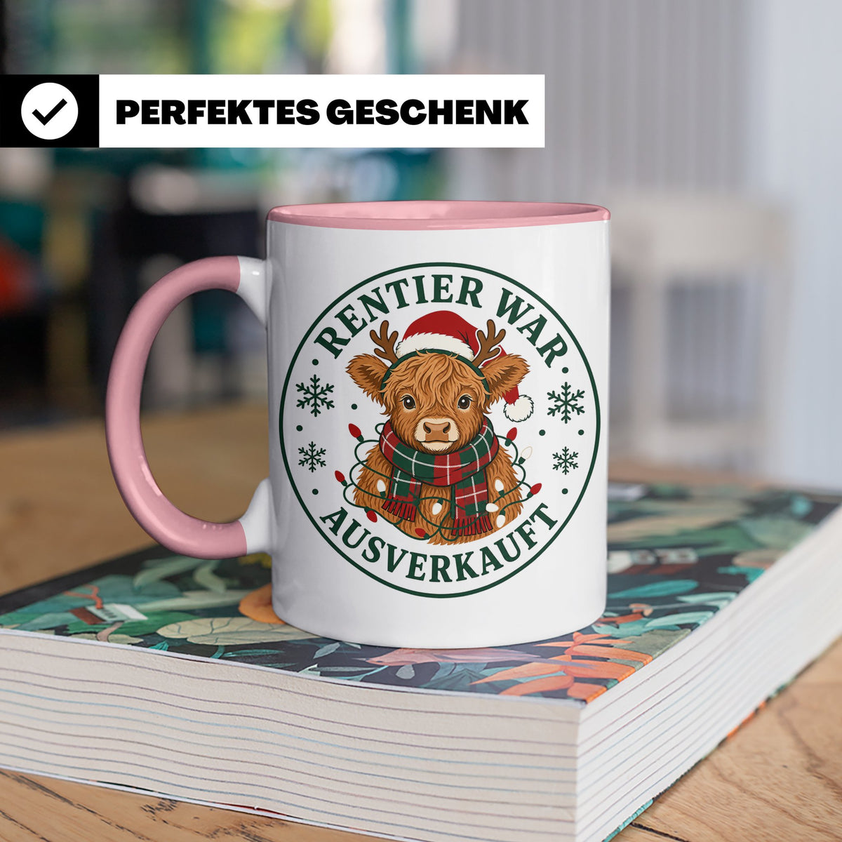Hochlandrind Weihnachten Tasse Rentier war ausverkauft - Lus – Rosa [farbe:rosa]