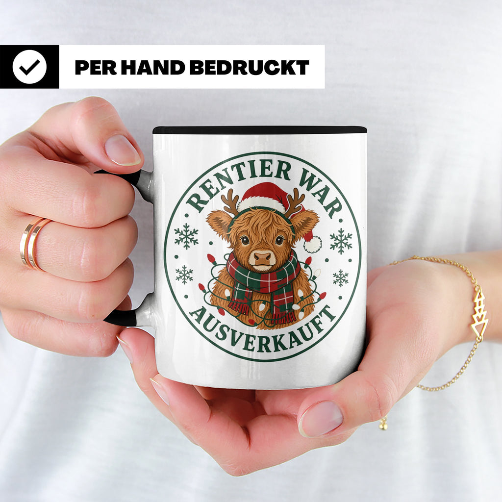 Hochlandrind Weihnachten Tasse Rentier war ausverkauft - Lus – Schwarz [farbe:schwarz]