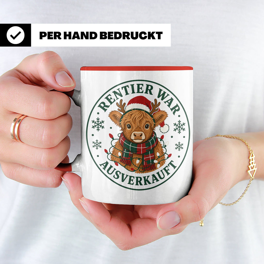Hochlandrind Weihnachten Tasse Rentier war ausverkauft - Lus – Rot [farbe:rot]