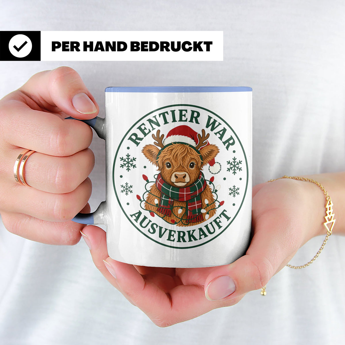 Hochlandrind Weihnachten Tasse Rentier war ausverkauft - Lus – Blau [farbe:blau]