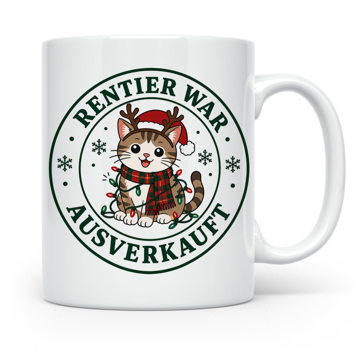 Katzen Weihnachten Tasse Rentier war ausverkauft - Lustiges  – Weiß [farbe:weiß]