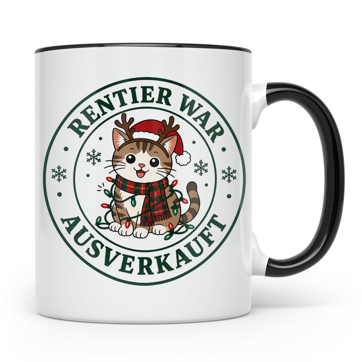 Katzen Weihnachten Tasse Rentier war ausverkauft - Lustiges  – Schwarz [farbe:schwarz]