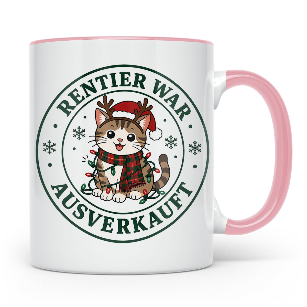 Katzen Weihnachten Tasse Rentier war ausverkauft - Lustiges  – Rosa [farbe:rosa]