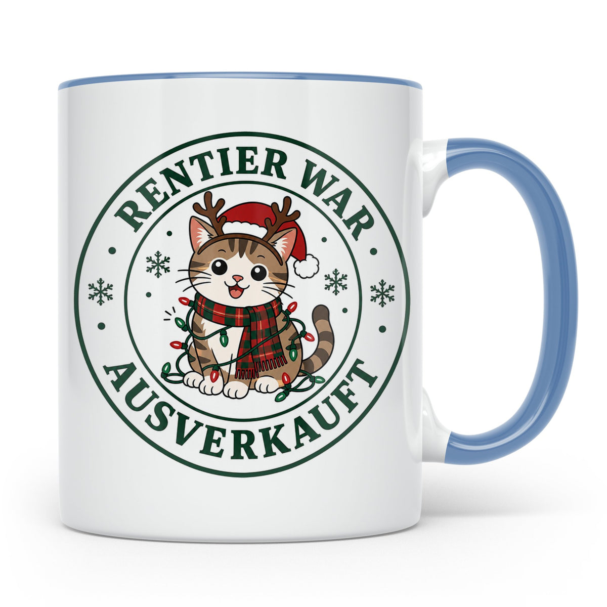 Katzen Weihnachten Tasse Rentier war ausverkauft - Lustiges  – Blau [farbe:blau]