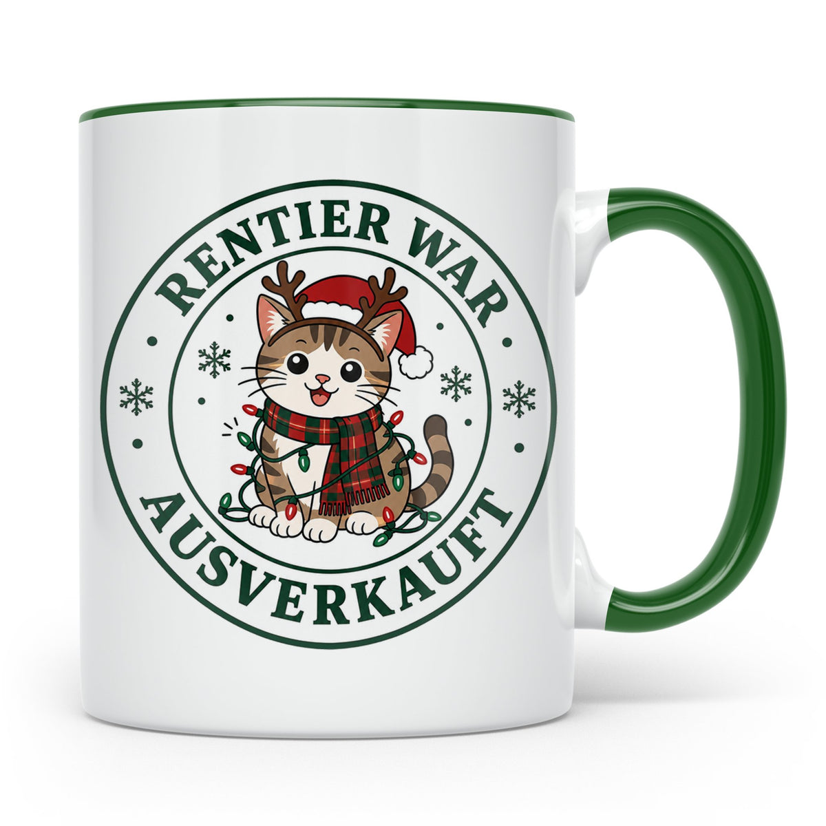 Katzen Weihnachten Tasse Rentier war ausverkauft - Lustiges  – Grün [farbe:grün]