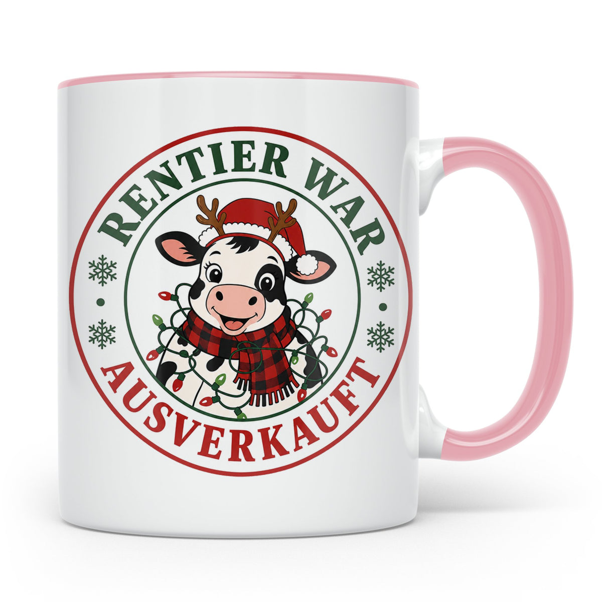 Kuh Weihnachten Tasse Rentier war ausverkauft - Lustiges Ges – Rosa [farbe:rosa]
