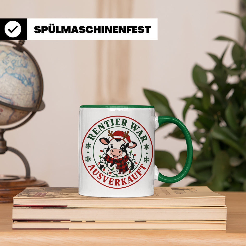 Kuh Weihnachten Tasse Rentier war ausverkauft - Lustiges Ges – Grün [farbe:grün]
