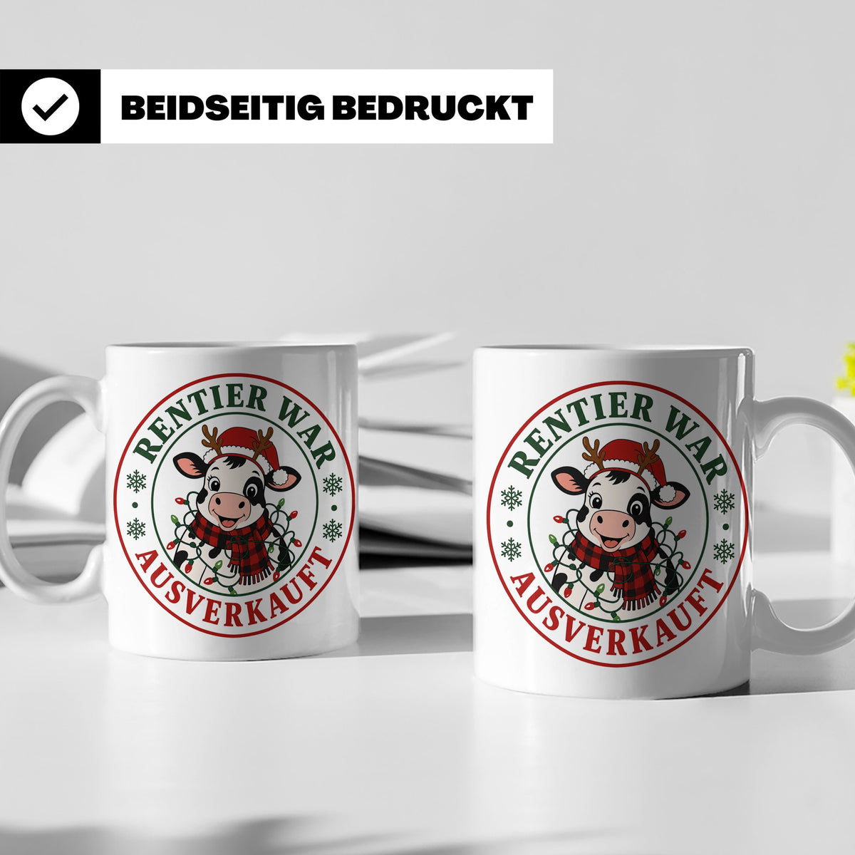 Kuh Weihnachten Tasse Rentier war ausverkauft - Lustiges Ges – Weiß [farbe:weiß]