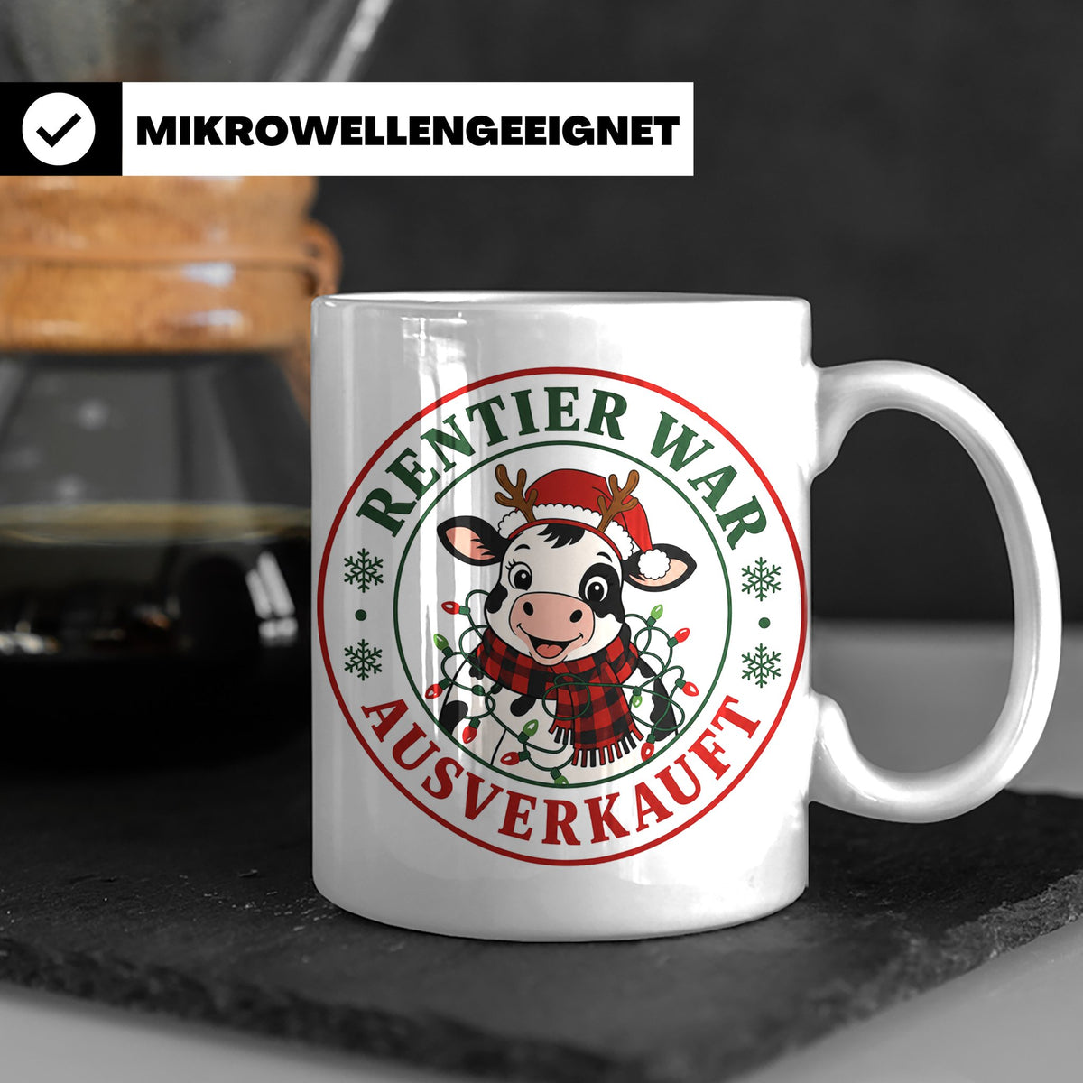 Kuh Weihnachten Tasse Rentier war ausverkauft - Lustiges Ges – Weiß [farbe:weiß]