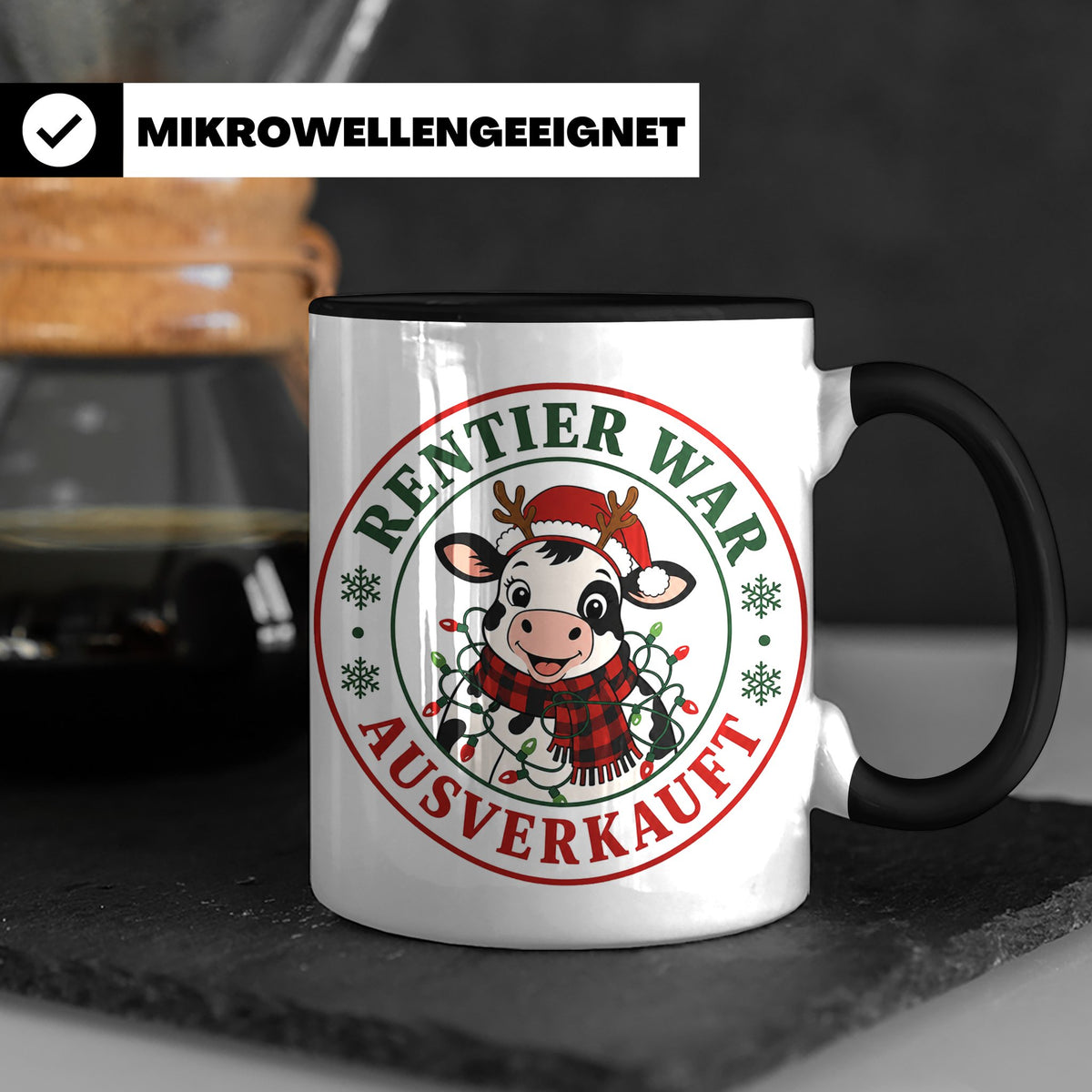 Kuh Weihnachten Tasse Rentier war ausverkauft - Lustiges Ges – Schwarz [farbe:schwarz]