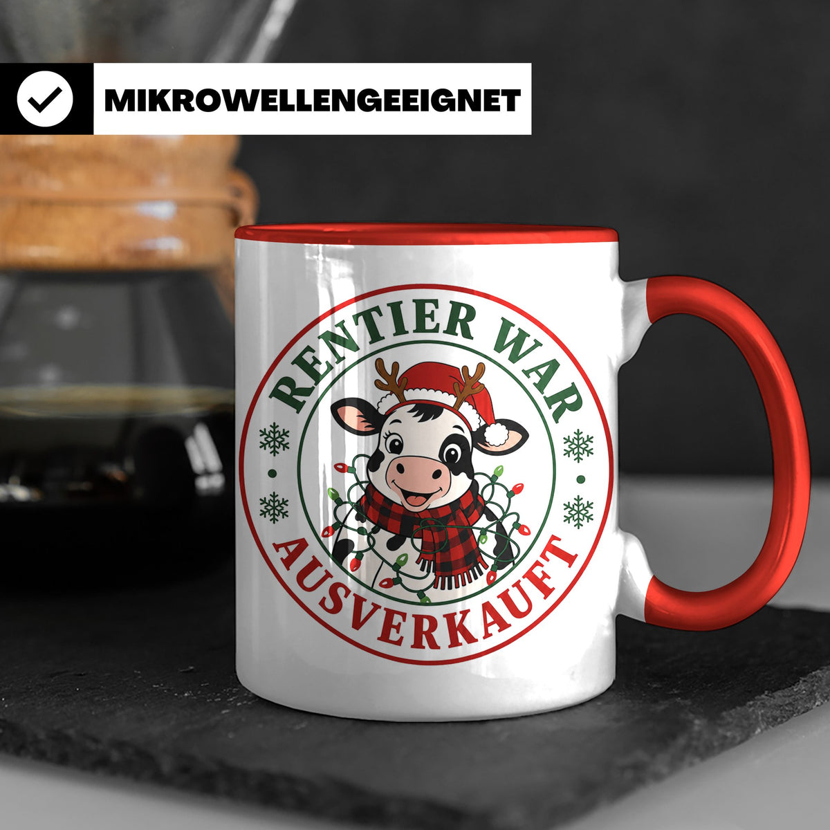 Kuh Weihnachten Tasse Rentier war ausverkauft - Lustiges Ges – Rot [farbe:rot]