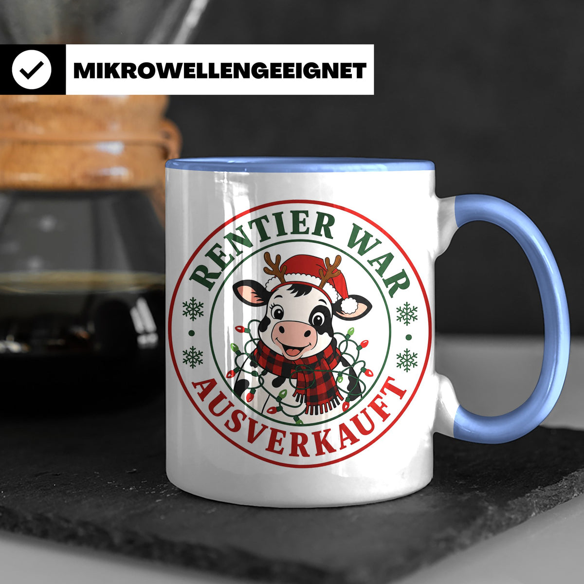 Kuh Weihnachten Tasse Rentier war ausverkauft - Lustiges Ges – Blau [farbe:blau]