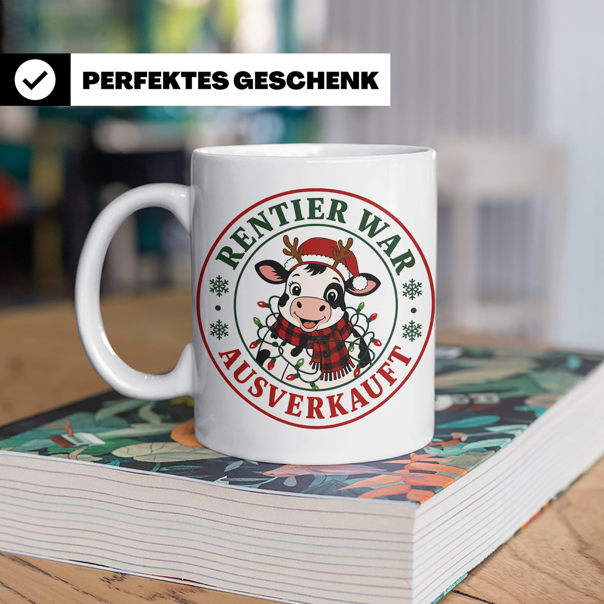 Kuh Weihnachten Tasse Rentier war ausverkauft - Lustiges Ges – Weiß [farbe:weiß]