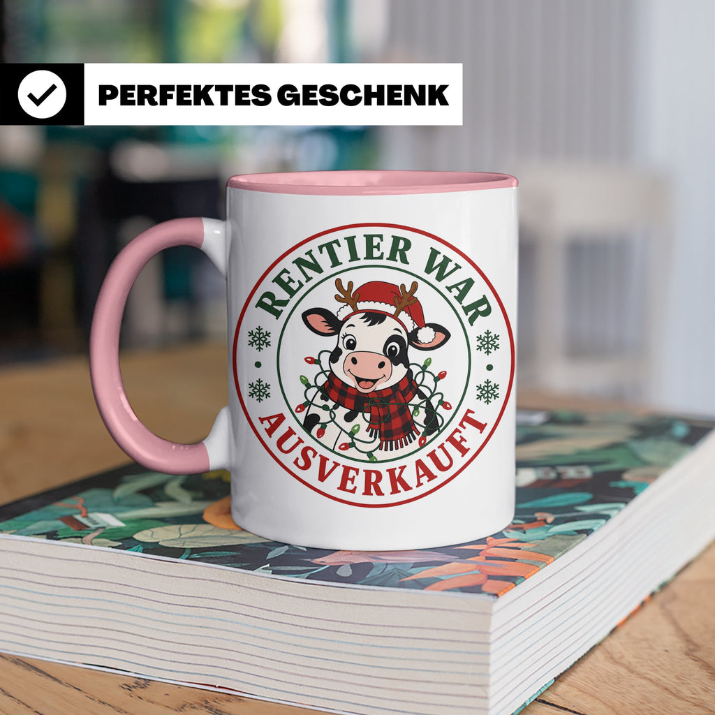 Kuh Weihnachten Tasse Rentier war ausverkauft - Lustiges Ges – Rosa [farbe:rosa]