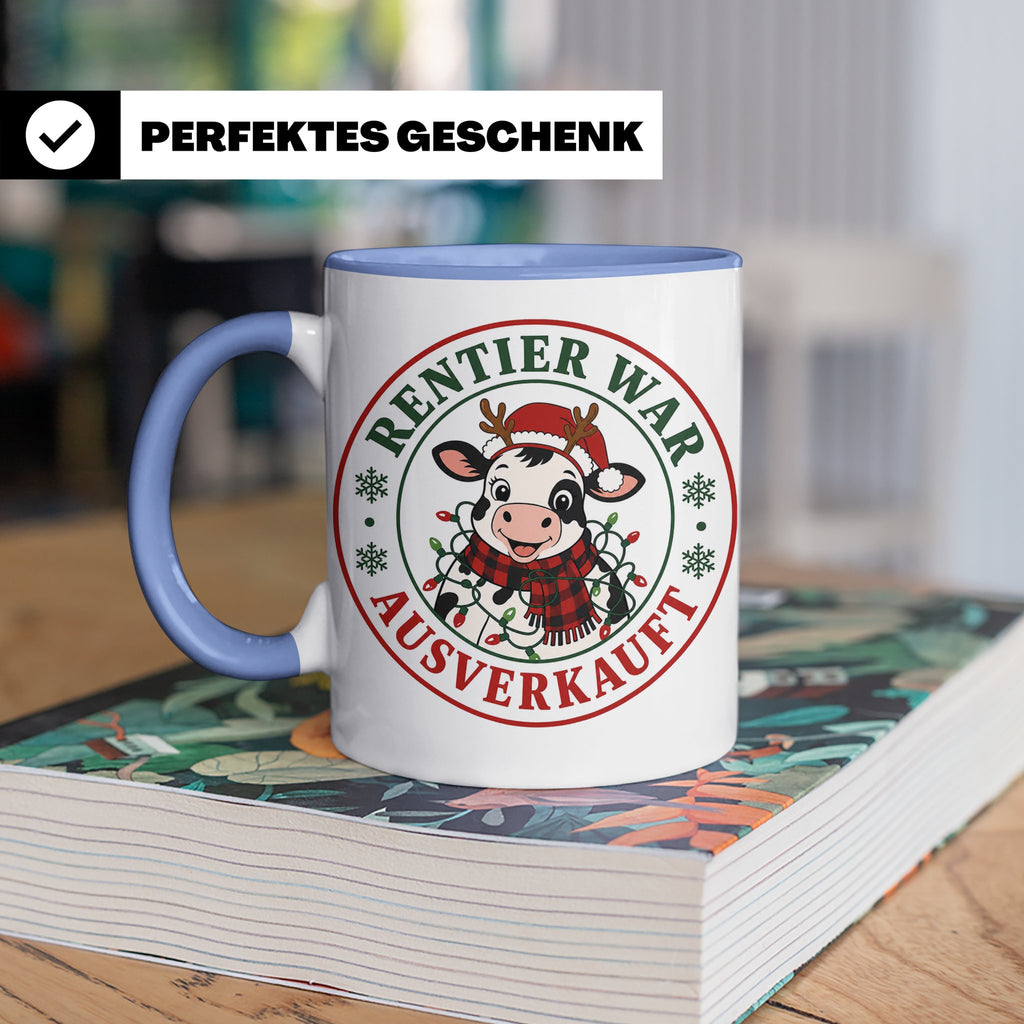 Kuh Weihnachten Tasse Rentier war ausverkauft - Lustiges Ges – Blau [farbe:blau]