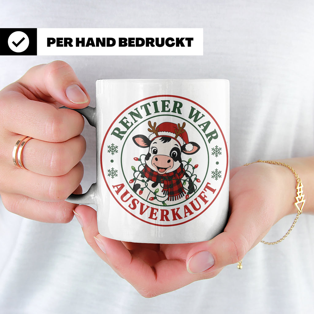 Kuh Weihnachten Tasse Rentier war ausverkauft - Lustiges Ges – Weiß [farbe:weiß]