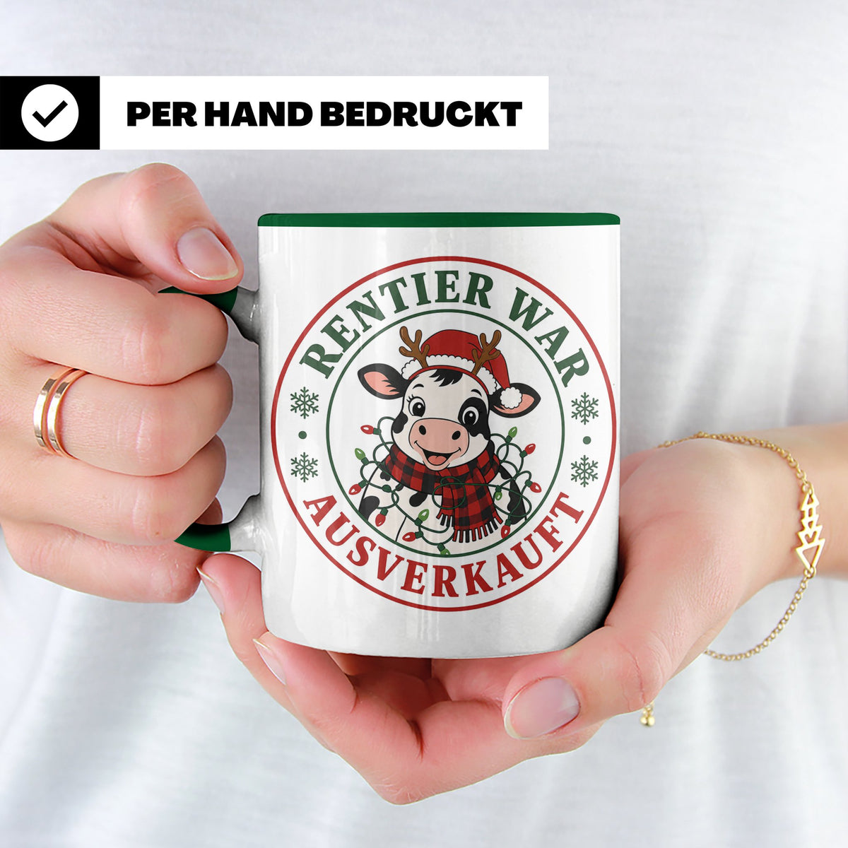 Kuh Weihnachten Tasse Rentier war ausverkauft - Lustiges Ges – Grün [farbe:grün]