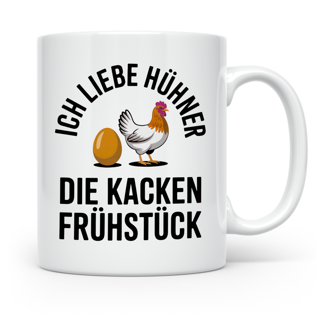 Ich liebe Hühner die kacken Frühstück Tasse - Bauernhof Land – Weiß [farbe:weiß]