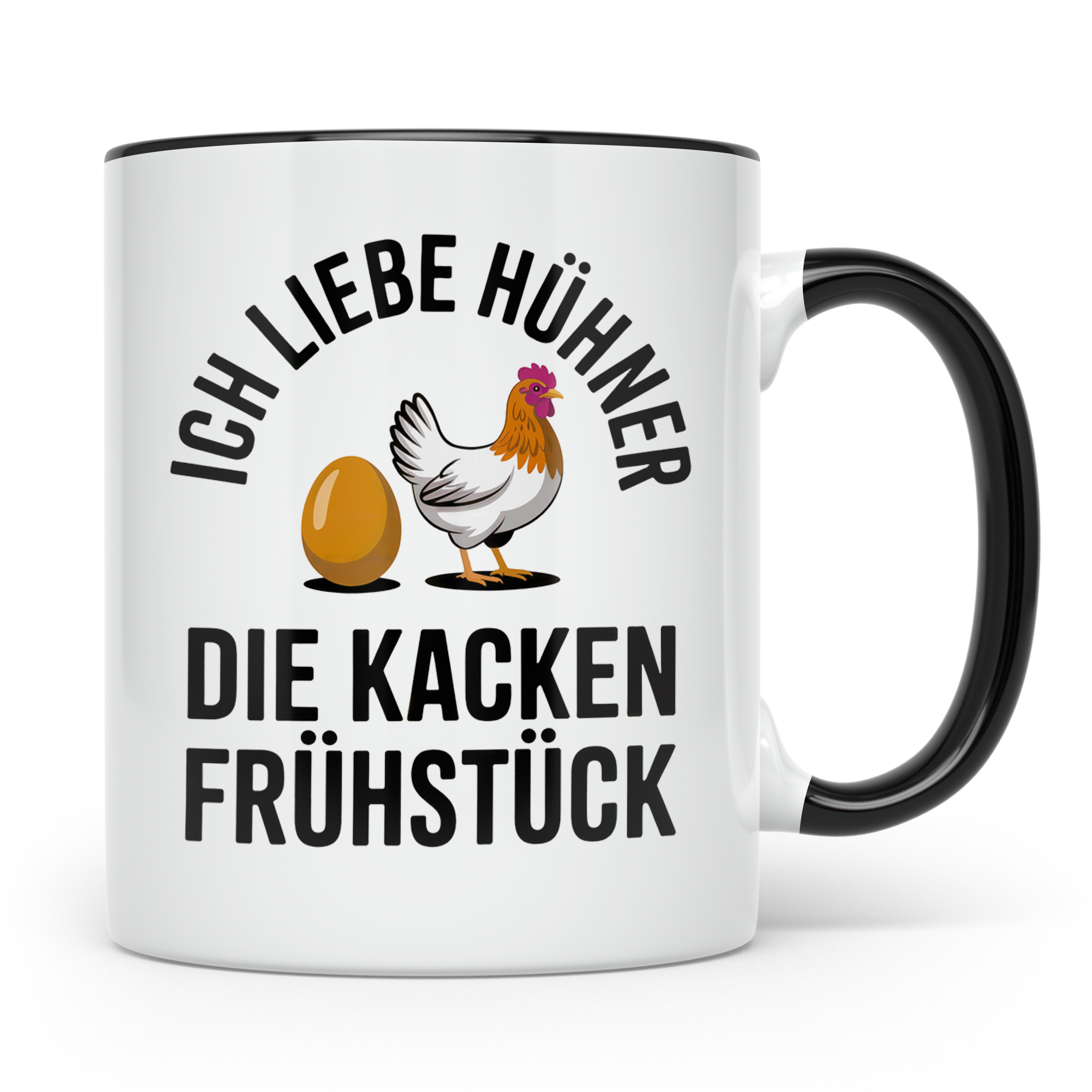 Ich liebe Hühner die kacken Frühstück Tasse - Bauernhof Land – Schwarz [farbe:schwarz]