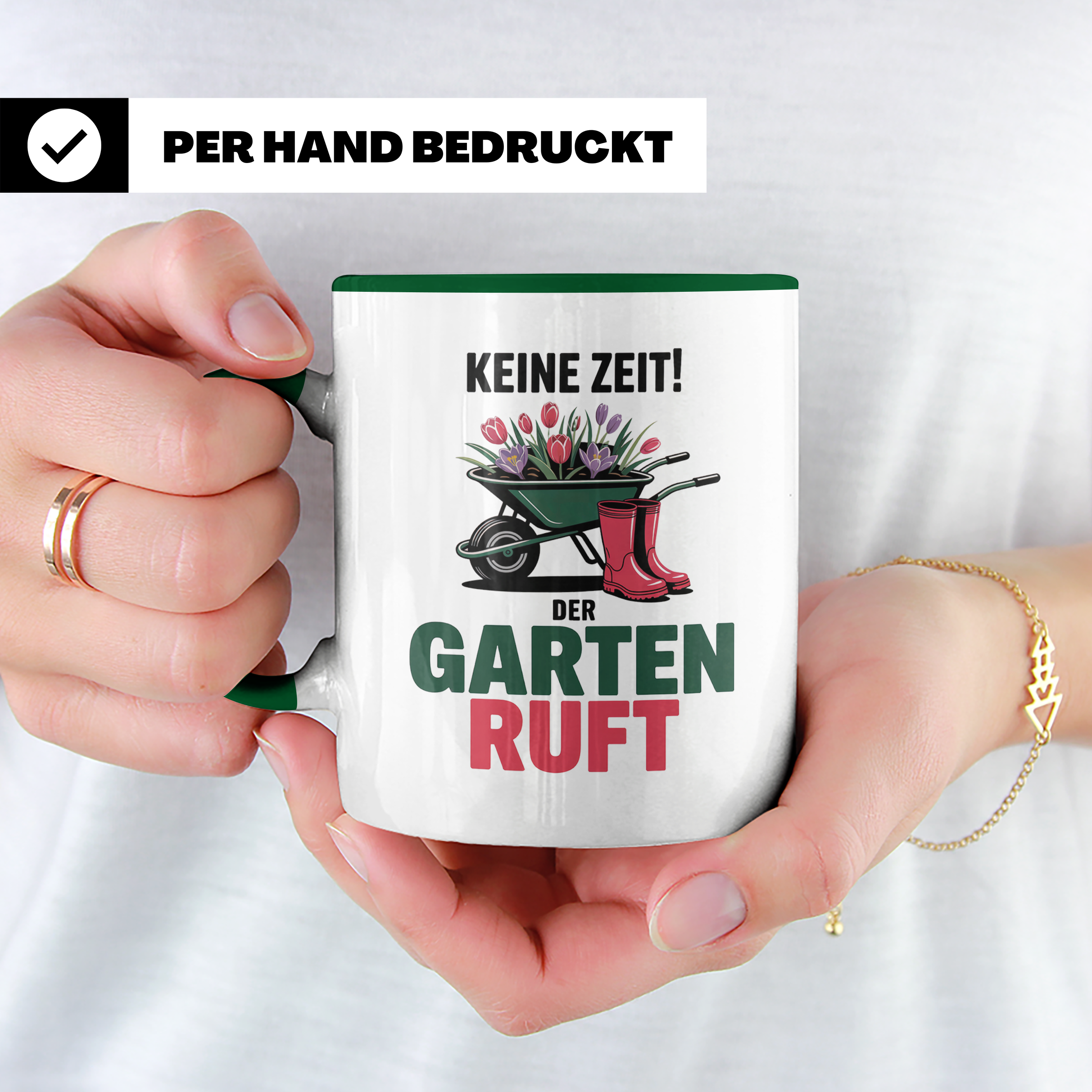 Garten Ruft Tasse - Keine Zeit! Gärtnern mit Schubkarre & Blumen - Gartenarbeit Geschenkidee für Hobbygärtner & Profis - Gartendesign