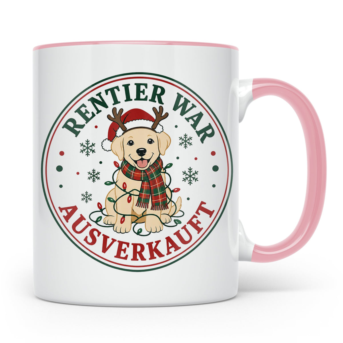 Labrador Weihnachten Tasse Rentier war ausverkauft - Lustige – Rosa [farbe:rosa]