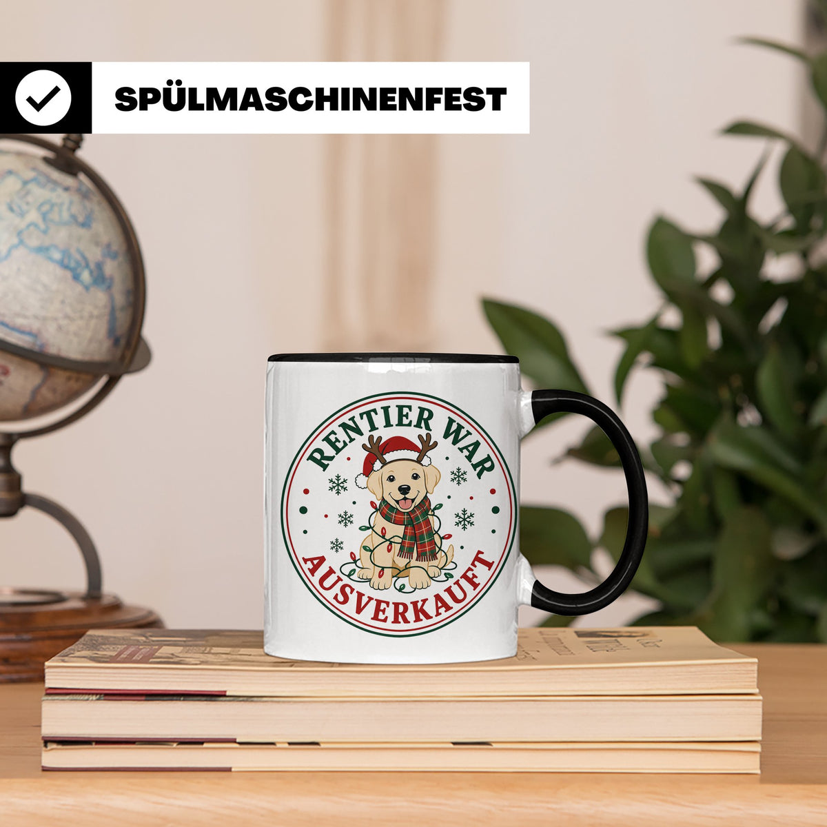 Labrador Weihnachten Tasse Rentier war ausverkauft - Lustige – Schwarz [farbe:schwarz]