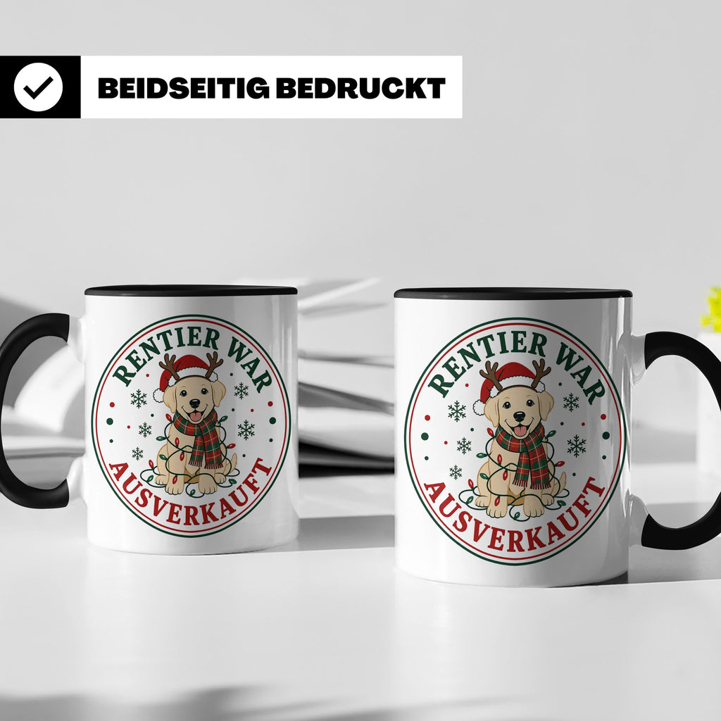 Labrador Weihnachten Tasse Rentier war ausverkauft - Lustige – Schwarz [farbe:schwarz]