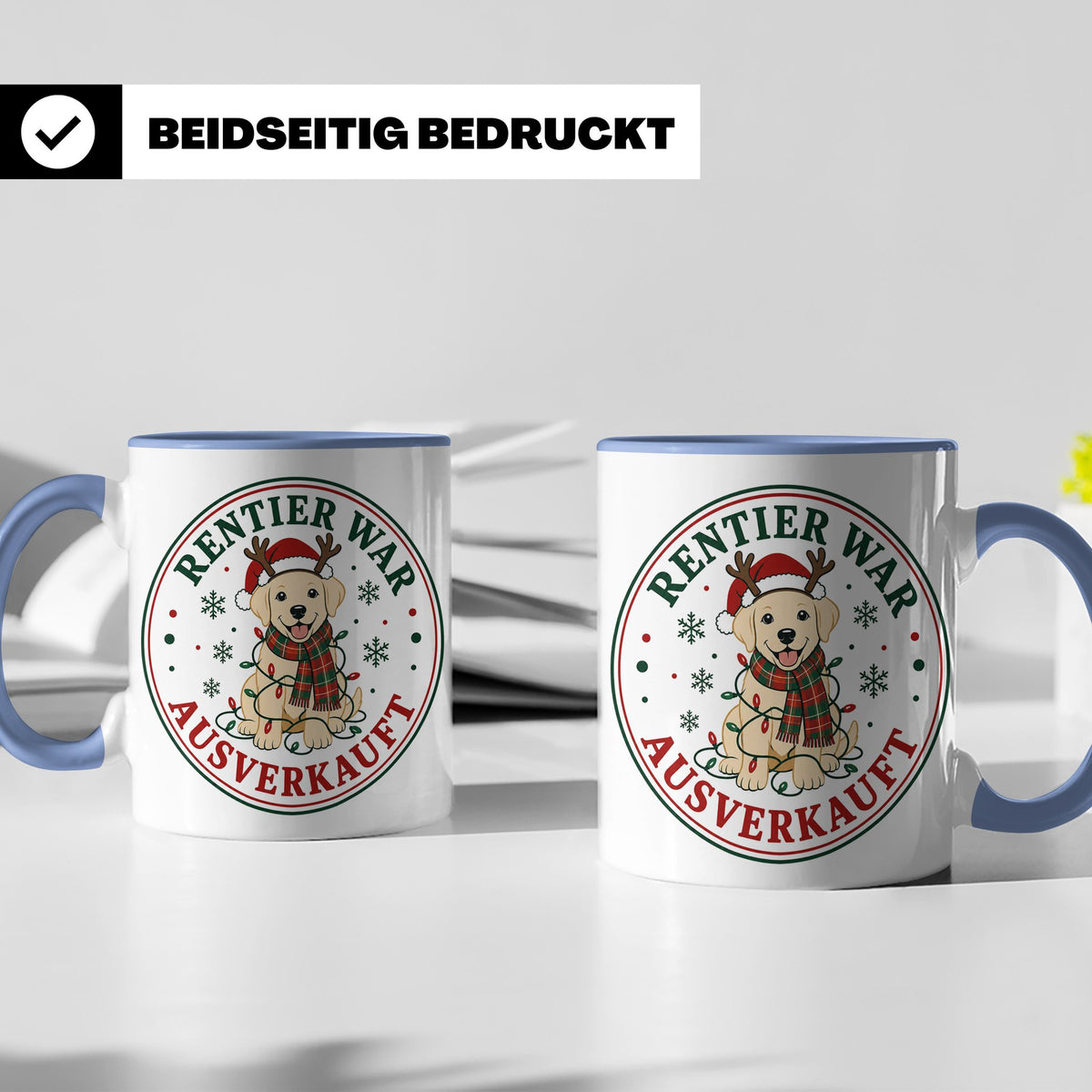 Labrador Weihnachten Tasse Rentier war ausverkauft - Lustige – Blau [farbe:blau]