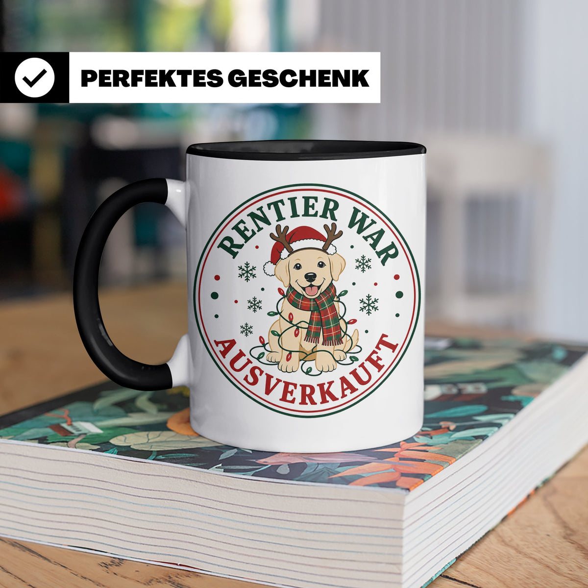 Labrador Weihnachten Tasse Rentier war ausverkauft - Lustige – Schwarz [farbe:schwarz]