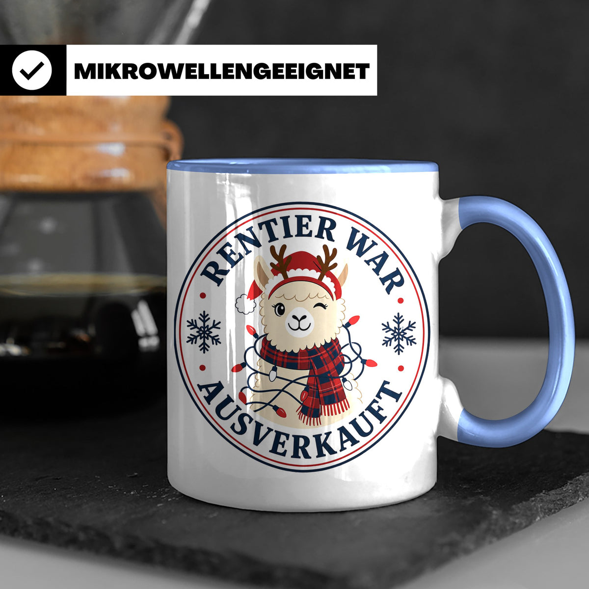 Lama Weihnachten Tasse Rentier war ausverkauft - Lustiges Ge – Blau [farbe:blau]