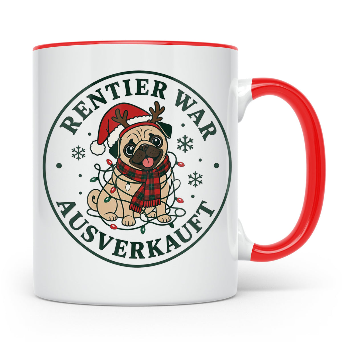 Mops Weihnachten Tasse Rentier war ausverkauft - Lustiges Ge – Rot [farbe:rot]