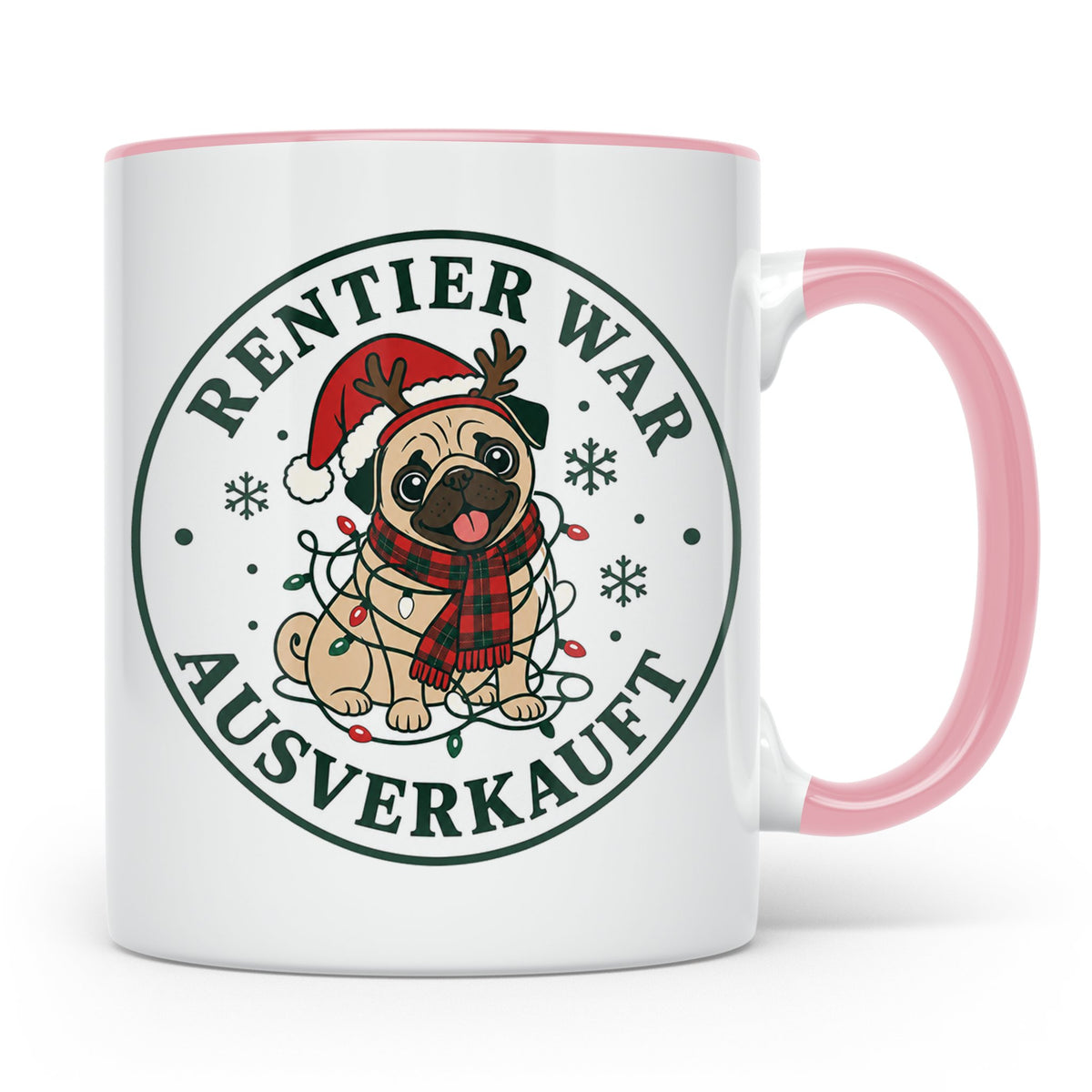 Mops Weihnachten Tasse Rentier war ausverkauft - Lustiges Ge – Rosa [farbe:rosa]