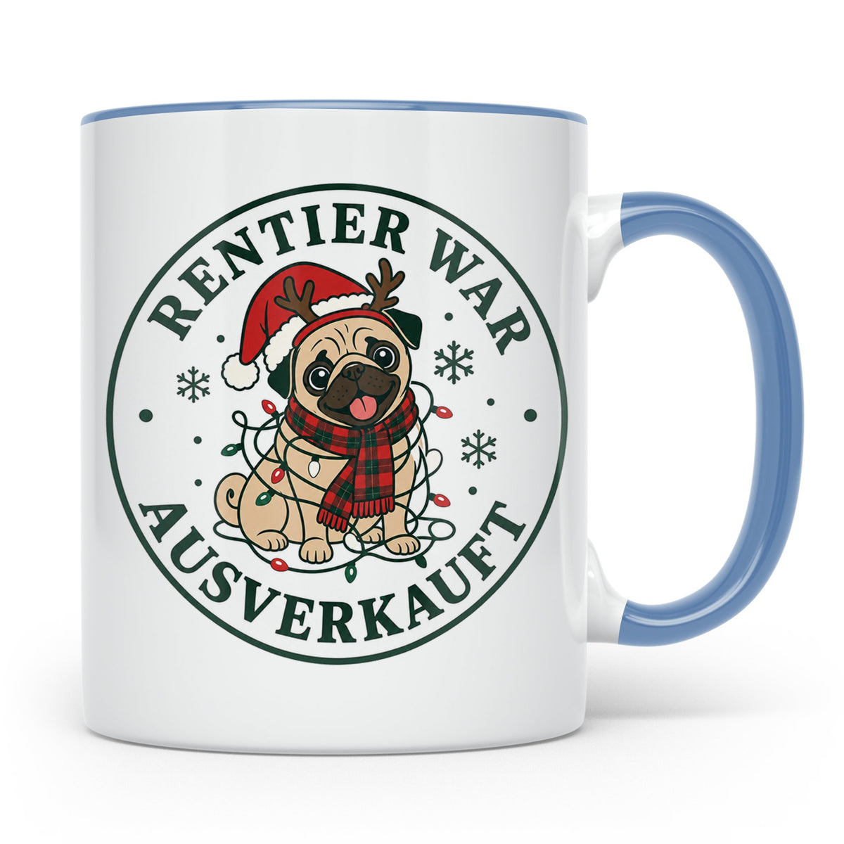 Mops Weihnachten Tasse Rentier war ausverkauft - Lustiges Ge – Blau [farbe:blau]